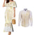 Samoa Lotu Tamaiti Mamanu Siapo Couples Matching Mermaid Dress and Long Sleeve Button Shirt Golden Plumeria - Polynesian Pride