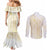 Samoa Lotu Tamaiti Mamanu Siapo Couples Matching Mermaid Dress and Long Sleeve Button Shirt Golden Plumeria - Polynesian Pride