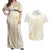 Samoa Lotu Tamaiti Mamanu Siapo Couples Matching Off Shoulder Maxi Dress and Hawaiian Shirt Golden Plumeria - Polynesian Pride