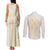 Samoa Lotu Tamaiti Mamanu Siapo Couples Matching Tank Maxi Dress and Long Sleeve Button Shirt Golden Plumeria - Polynesian Pride