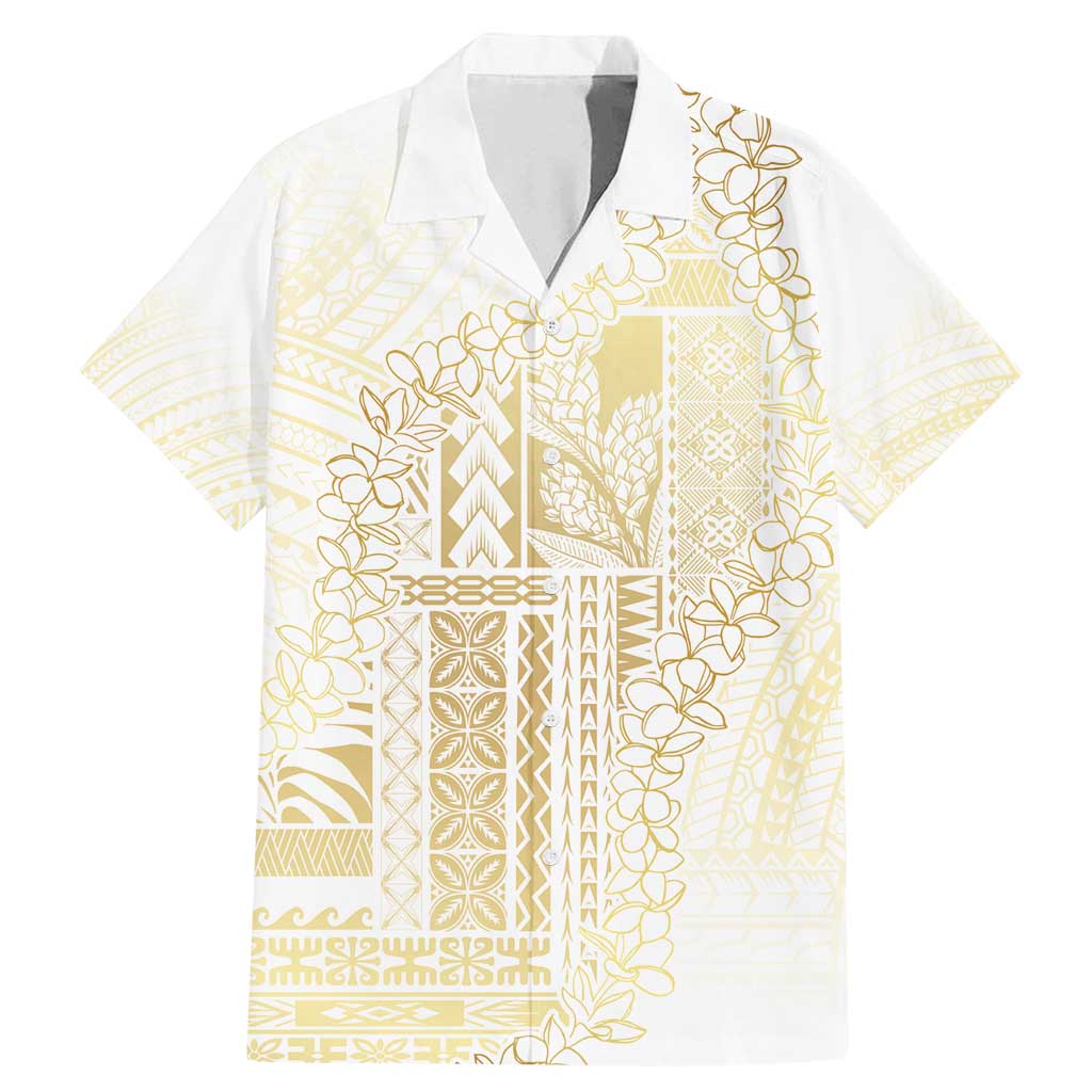 Samoa Lotu Tamaiti Mamanu Siapo Family Matching Mermaid Dress and Hawaiian Shirt Golden Plumeria - Polynesian Pride