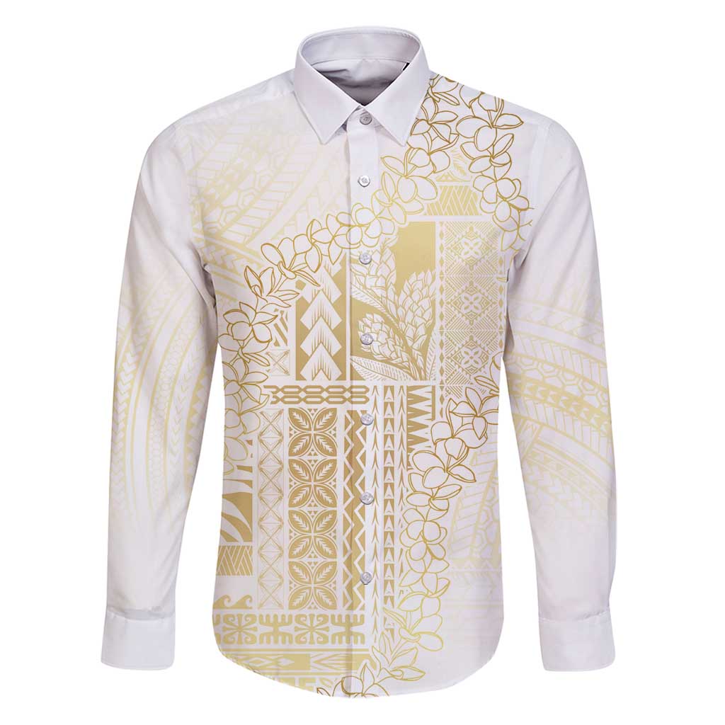 Samoa Lotu Tamaiti Mamanu Siapo Family Matching Puletasi and Hawaiian Shirt Golden Plumeria - Polynesian Pride