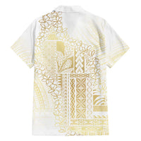 Samoa Lotu Tamaiti Mamanu Siapo Family Matching Tank Maxi Dress and Hawaiian Shirt Golden Plumeria - Polynesian Pride