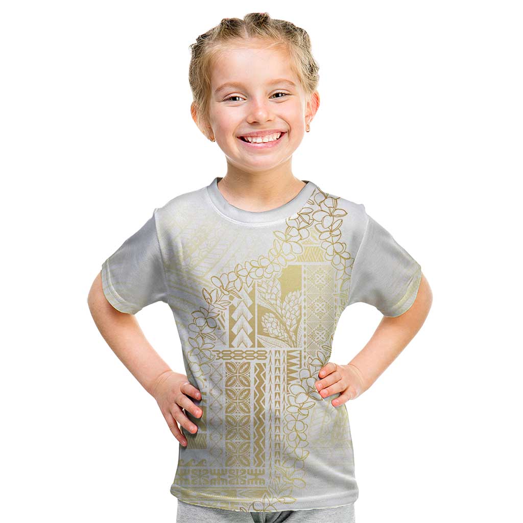 Samoa Lotu Tamaiti Mamanu Siapo Kid T Shirt Golden Plumeria - Polynesian Pride