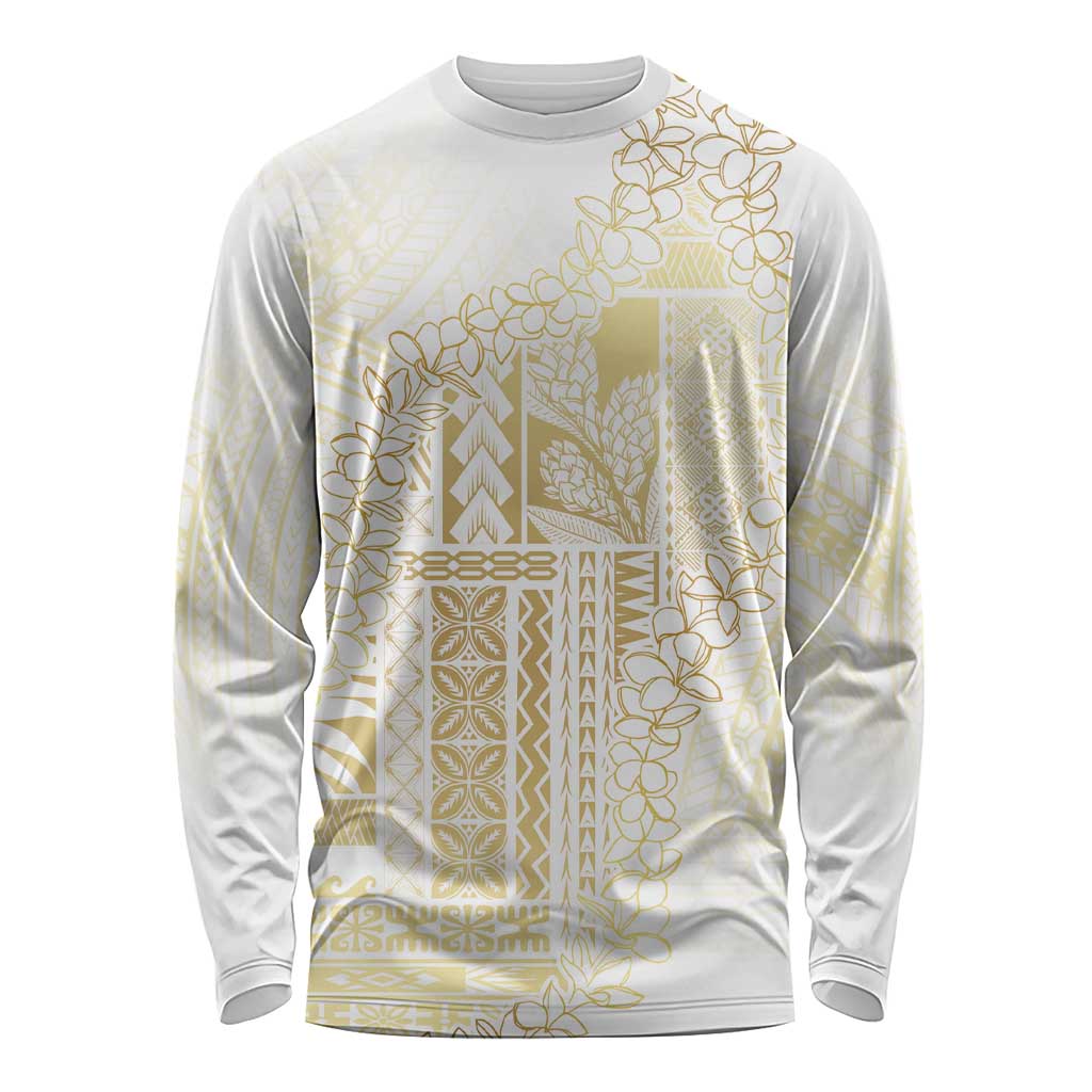 Samoa Lotu Tamaiti Mamanu Siapo Long Sleeve Shirt Golden Plumeria - Polynesian Pride