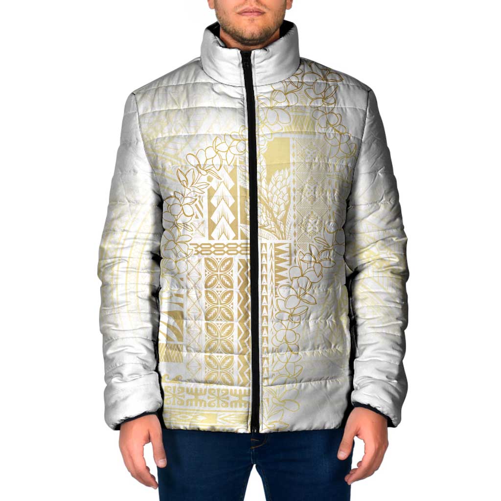 Samoa Lotu Tamaiti Mamanu Siapo Padded Jacket Golden Plumeria - Polynesian Pride