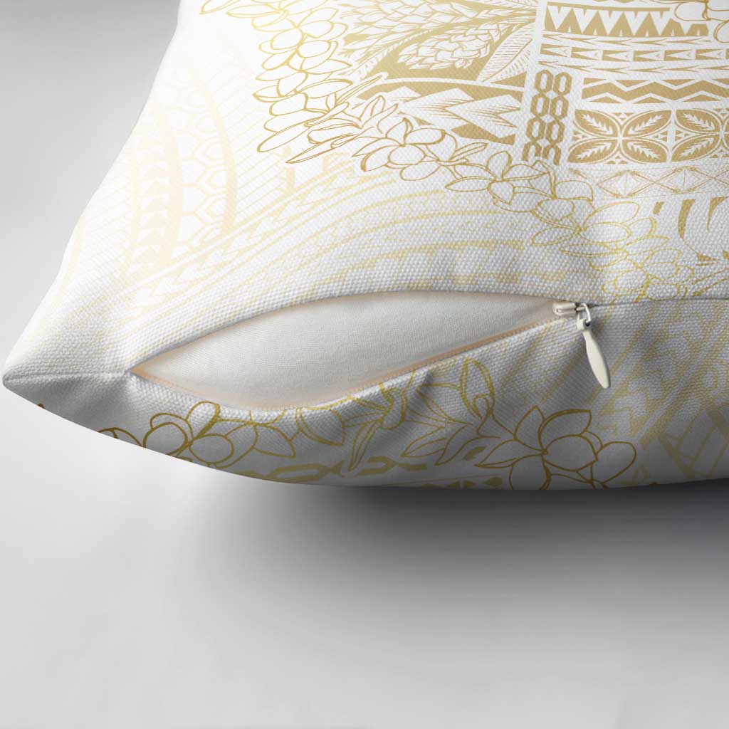 Samoa Lotu Tamaiti Mamanu Siapo Pillow Cover Golden Plumeria - Polynesian Pride