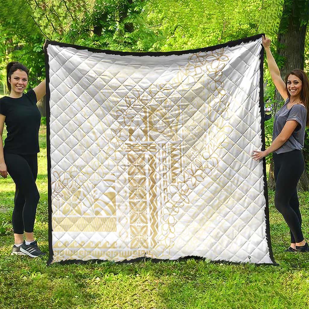 Samoa Lotu Tamaiti Mamanu Siapo Quilt Golden Plumeria - Polynesian Pride