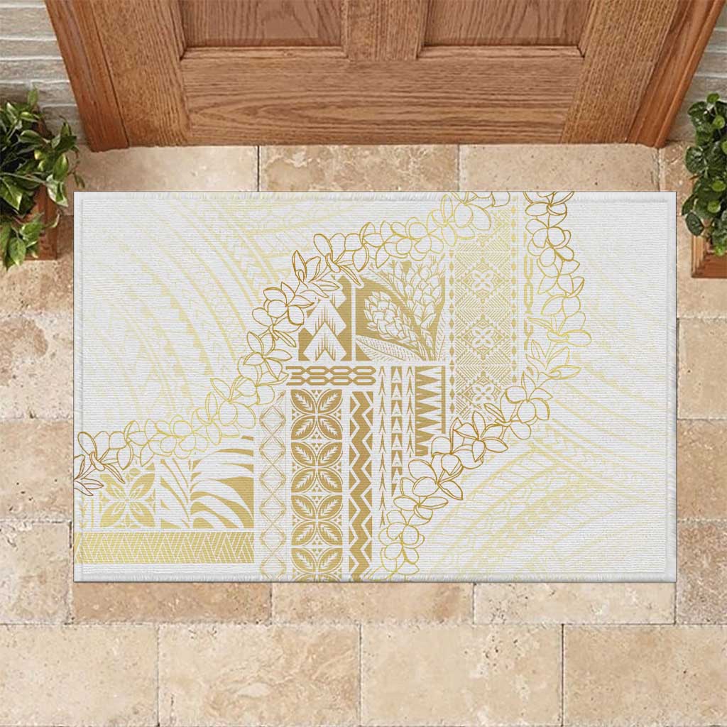 Samoa Lotu Tamaiti Mamanu Siapo Rubber Doormat Golden Plumeria - Polynesian Pride