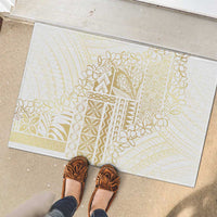 Samoa Lotu Tamaiti Mamanu Siapo Rubber Doormat Golden Plumeria - Polynesian Pride