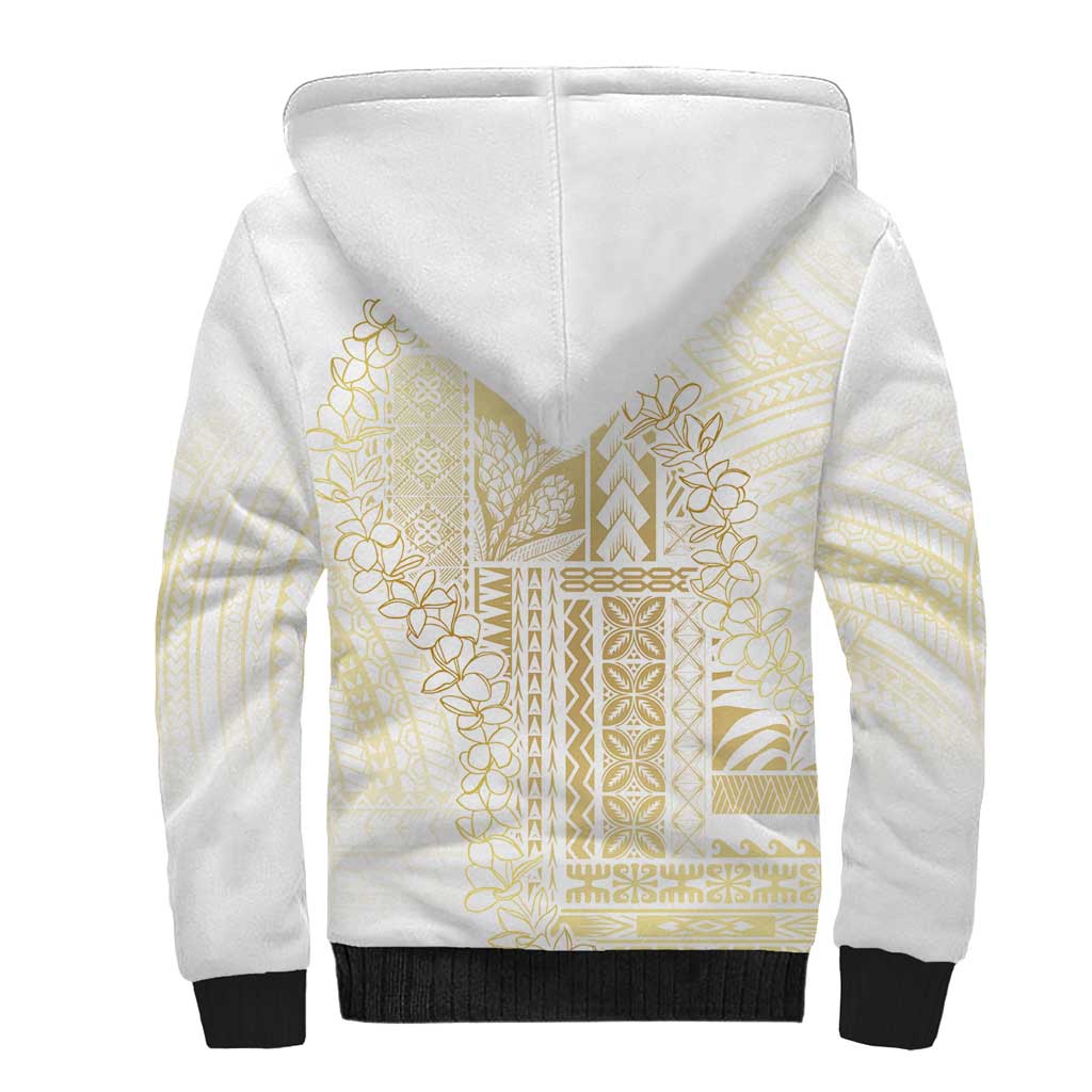 Samoa Lotu Tamaiti Mamanu Siapo Sherpa Hoodie Golden Plumeria - Polynesian Pride