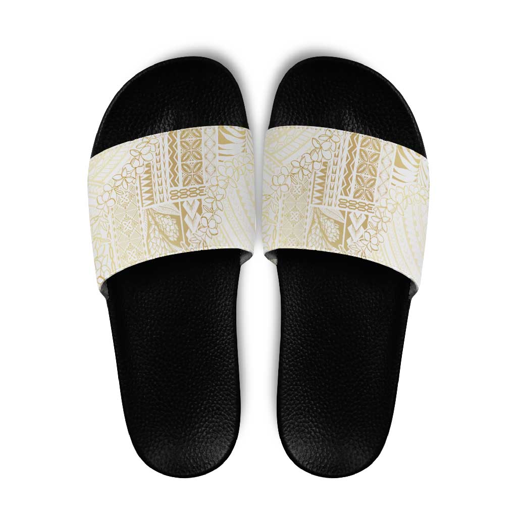 Samoa Lotu Tamaiti Mamanu Siapo Slide Sandals Golden Plumeria - Polynesian Pride