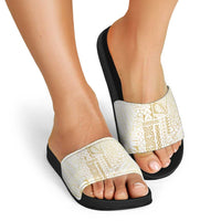 Samoa Lotu Tamaiti Mamanu Siapo Slide Sandals Golden Plumeria - Polynesian Pride