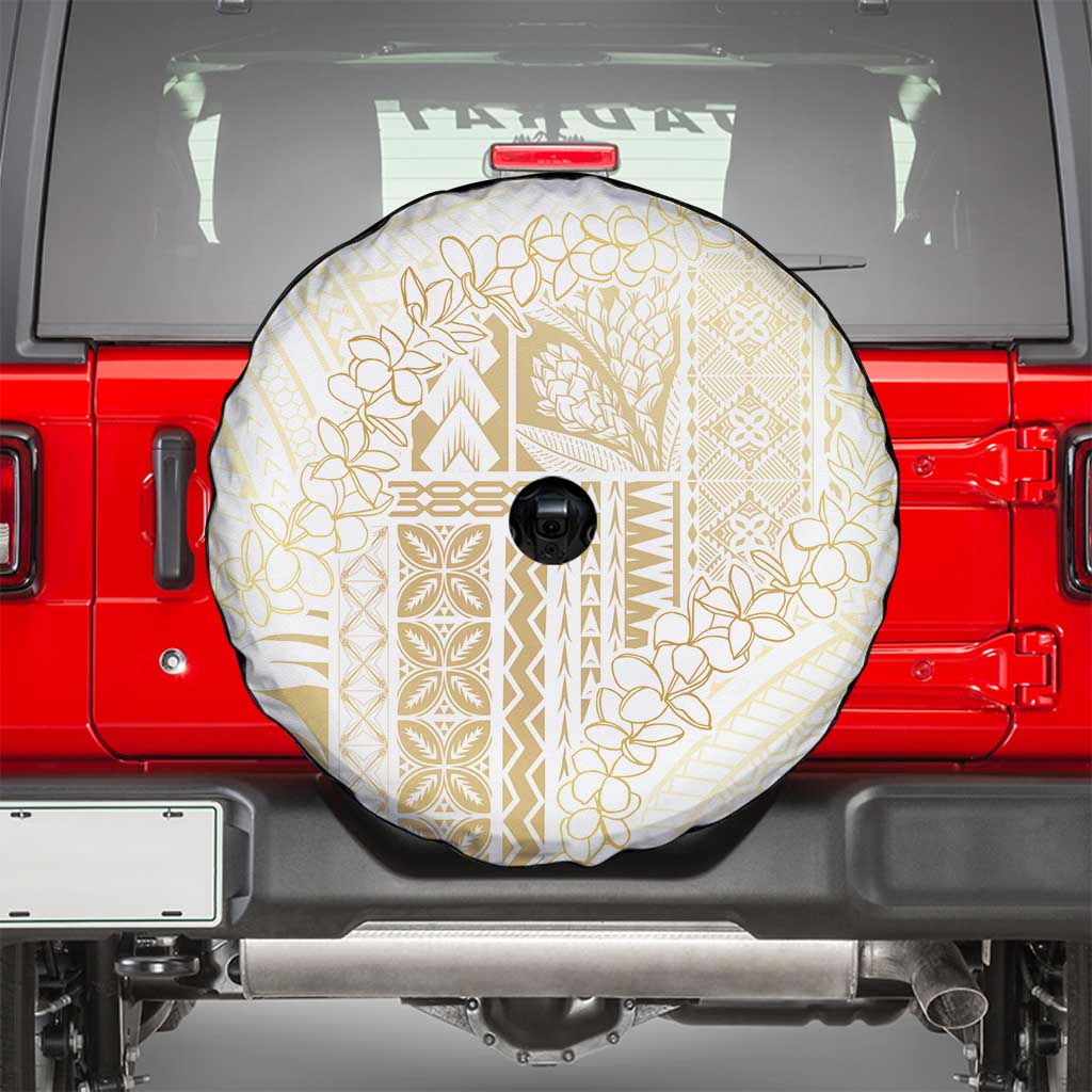 Samoa Lotu Tamaiti Mamanu Siapo Spare Tire Cover Golden Plumeria - Polynesian Pride