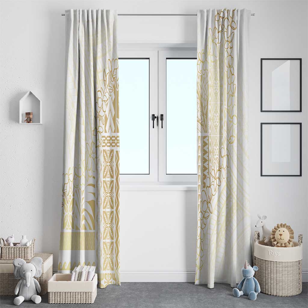 Samoa Lotu Tamaiti Mamanu Siapo Window Curtain Golden Plumeria - Polynesian Pride