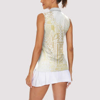 Samoa Lotu Tamaiti Mamanu Siapo Women Sleeveless Polo Shirt Golden Plumeria - Polynesian Pride