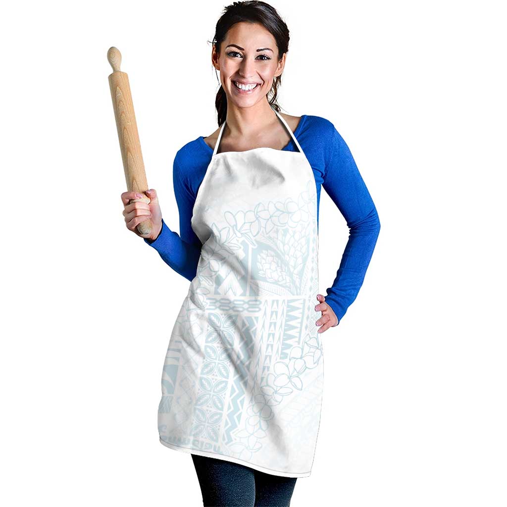 Samoa Lotu Tamaiti Mamanu Siapo Apron Off White Plumeria - Polynesian Pride