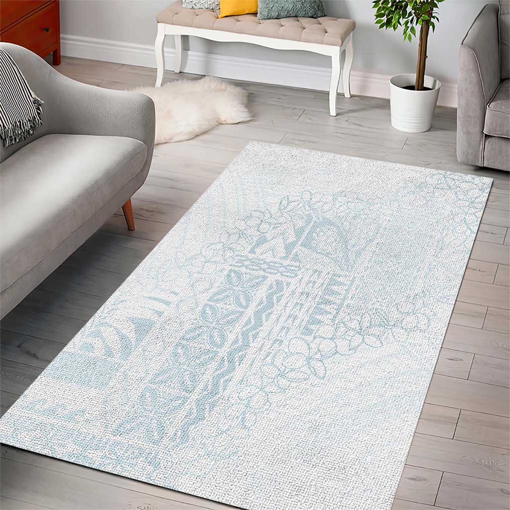 Samoa Lotu Tamaiti Mamanu Siapo Area Rug Off White Plumeria - Polynesian Pride