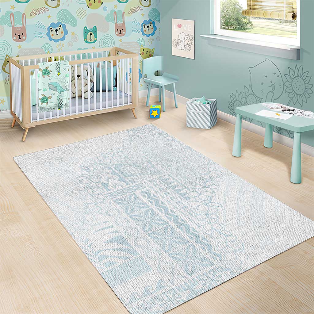 Samoa Lotu Tamaiti Mamanu Siapo Area Rug Off White Plumeria - Polynesian Pride