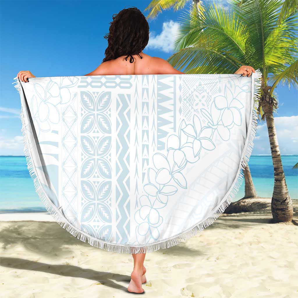 Samoa Lotu Tamaiti Mamanu Siapo Beach Blanket Off White Plumeria - Polynesian Pride
