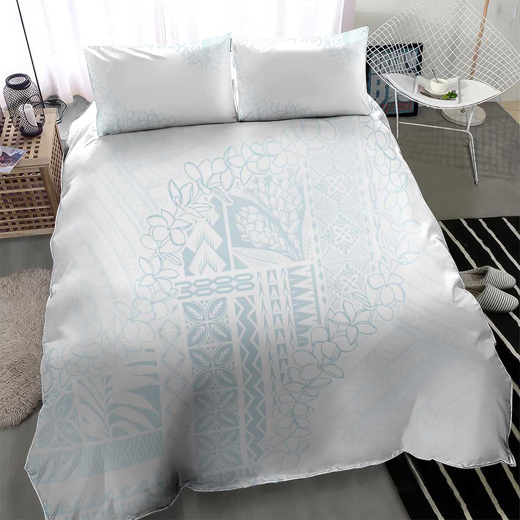 Samoa Lotu Tamaiti Mamanu Siapo Bedding Set Off White Plumeria - Polynesian Pride