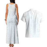 Samoa Lotu Tamaiti Mamanu Siapo Couples Matching Tank Maxi Dress and Hawaiian Shirt Off White Plumeria - Polynesian Pride