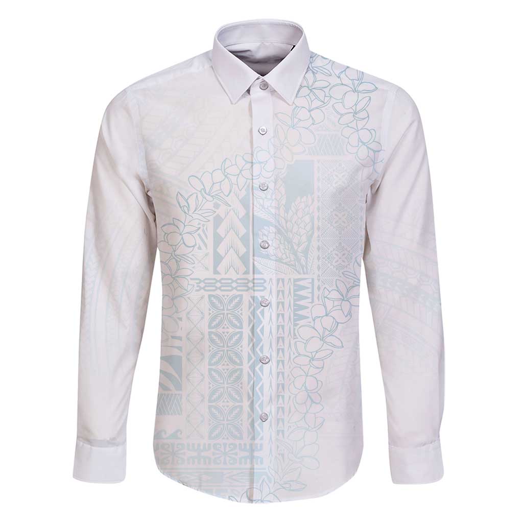 Samoa Lotu Tamaiti Mamanu Siapo Family Matching Puletasi and Hawaiian Shirt Off White Plumeria - Polynesian Pride