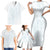 Samoa Lotu Tamaiti Mamanu Siapo Family Matching Short Sleeve Bodycon Dress and Hawaiian Shirt Off White Plumeria - Polynesian Pride