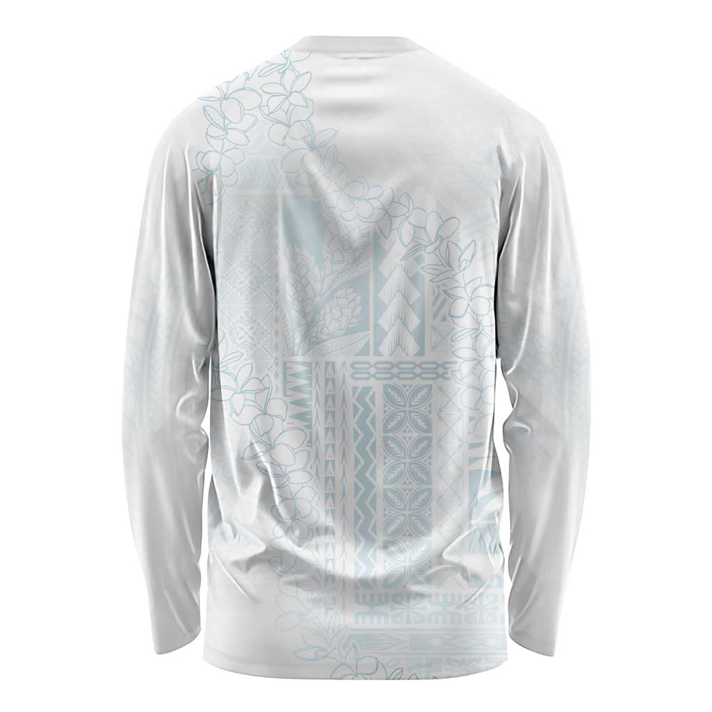Samoa Lotu Tamaiti Mamanu Siapo Long Sleeve Shirt Off White Plumeria - Polynesian Pride