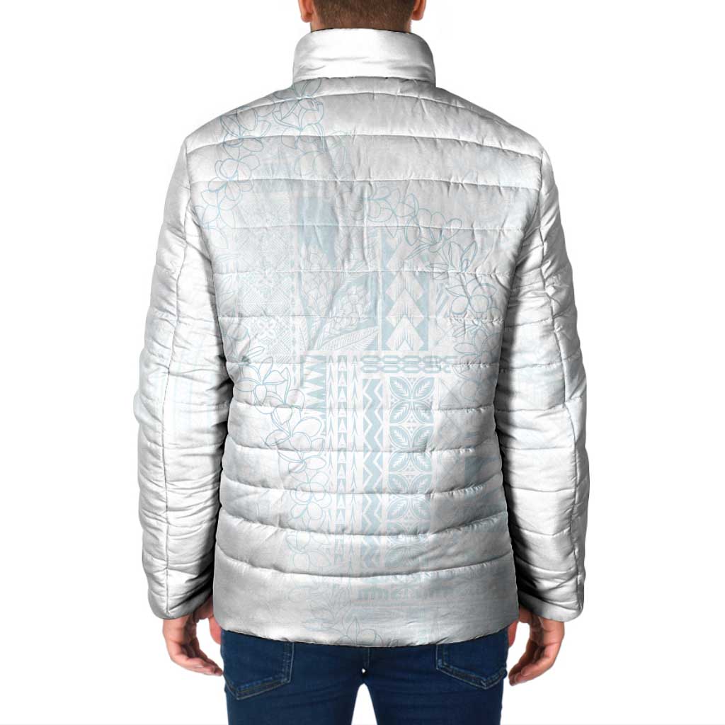 Samoa Lotu Tamaiti Mamanu Siapo Padded Jacket Off White Plumeria - Polynesian Pride