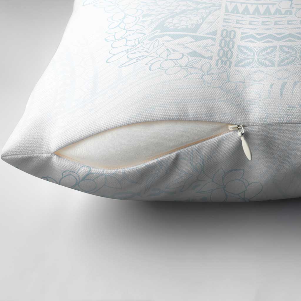 Samoa Lotu Tamaiti Mamanu Siapo Pillow Cover Off White Plumeria - Polynesian Pride