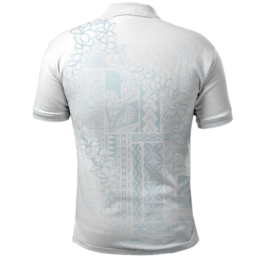 Samoa Lotu Tamaiti Mamanu Siapo Polo Shirt Off White Plumeria - Polynesian Pride