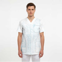 Samoa Lotu Tamaiti Mamanu Siapo Scrub Top Off White Plumeria - Polynesian Pride