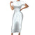 Samoa Lotu Tamaiti Mamanu Siapo Short Sleeve Bodycon Dress Off White Plumeria - Polynesian Pride