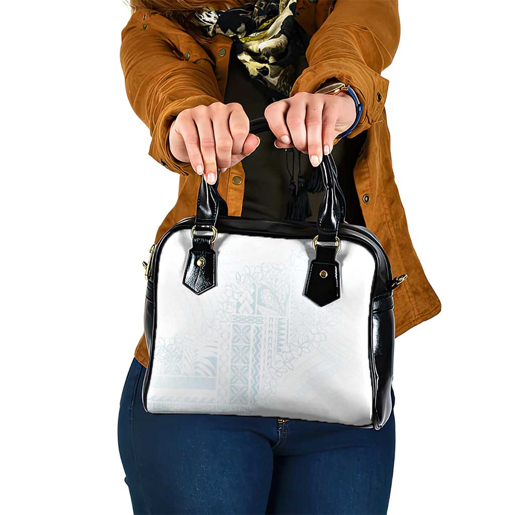 Samoa Lotu Tamaiti Mamanu Siapo Shoulder Handbag Off White Plumeria - Polynesian Pride