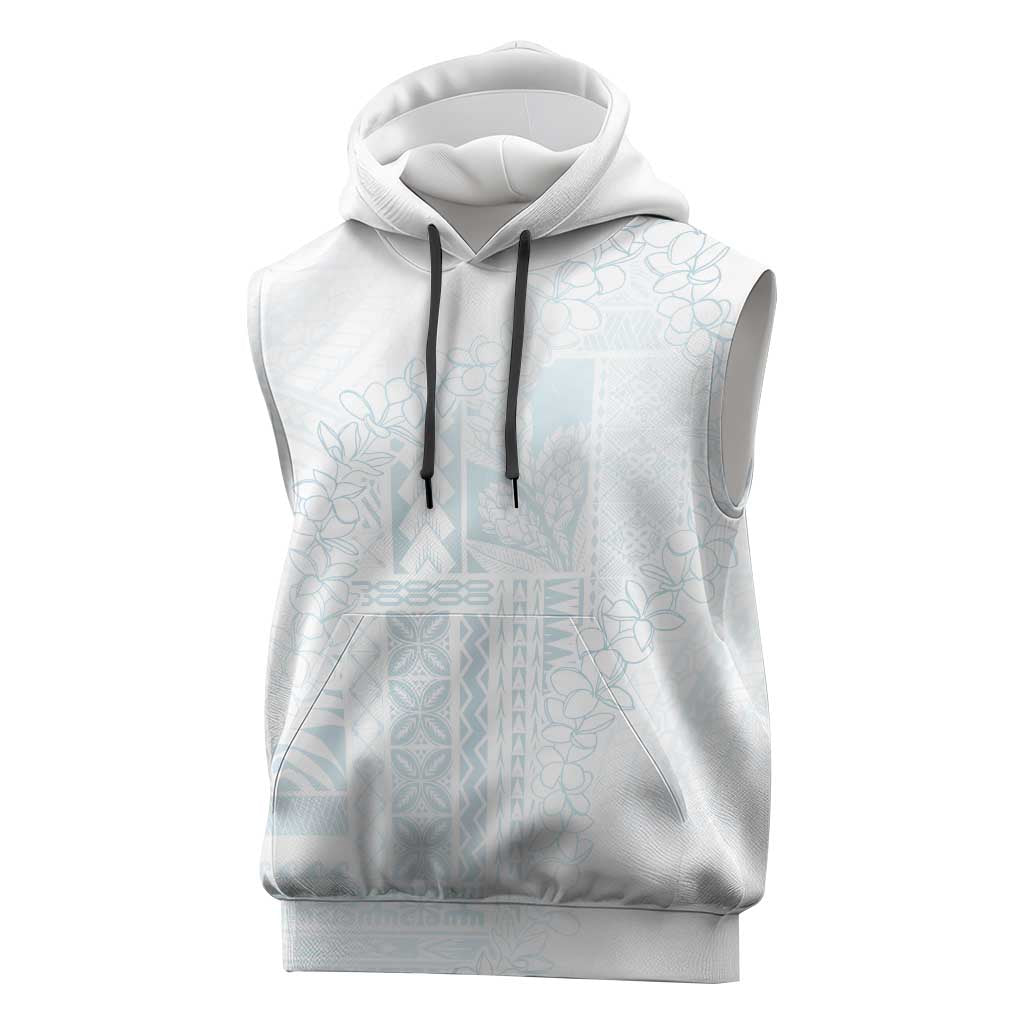 Samoa Lotu Tamaiti Mamanu Siapo Sleeveless Hoodie Off White Plumeria - Polynesian Pride