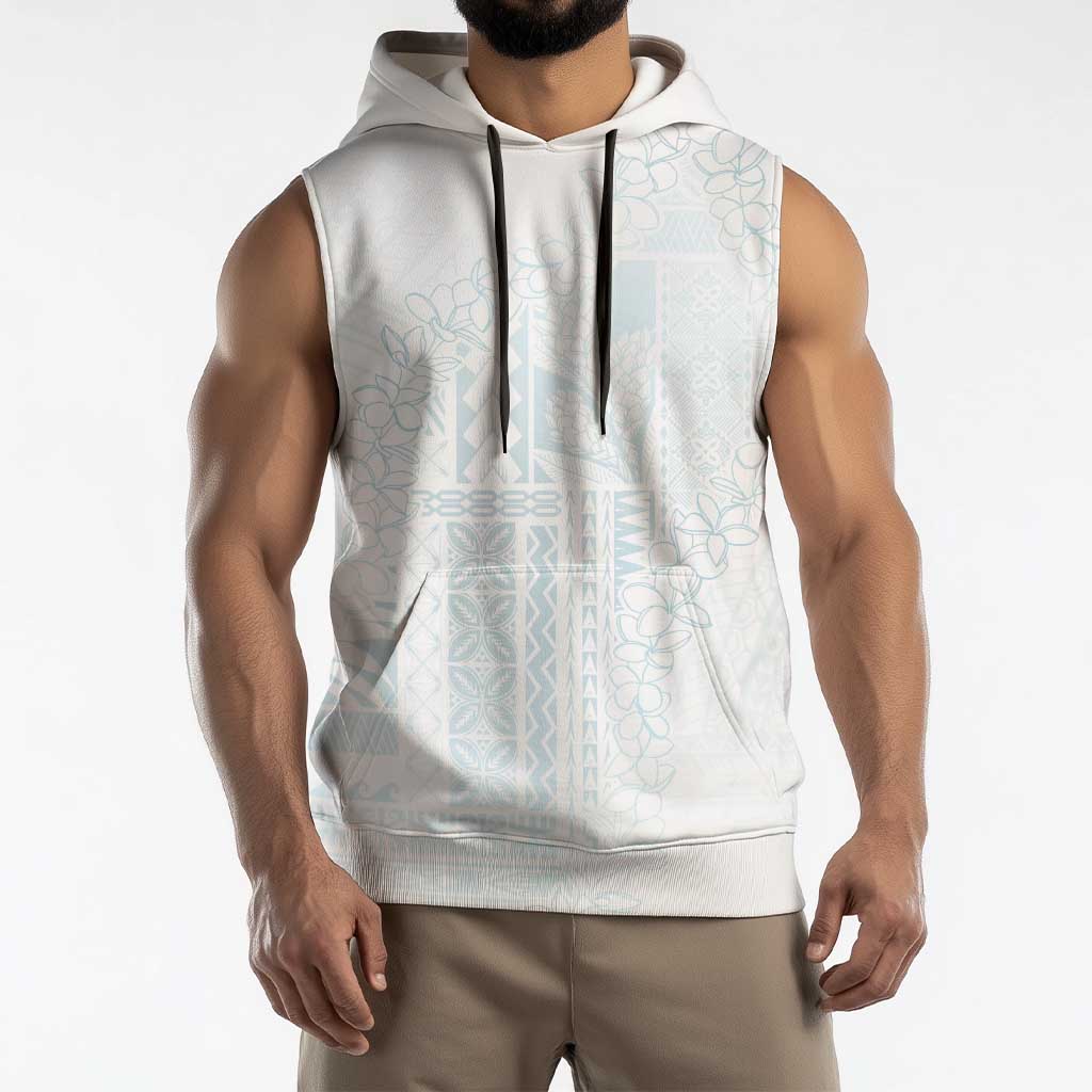 Samoa Lotu Tamaiti Mamanu Siapo Sleeveless Hoodie Off White Plumeria - Polynesian Pride
