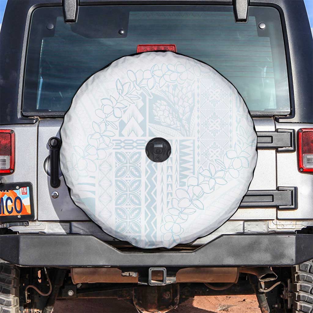Samoa Lotu Tamaiti Mamanu Siapo Spare Tire Cover Off White Plumeria - Polynesian Pride