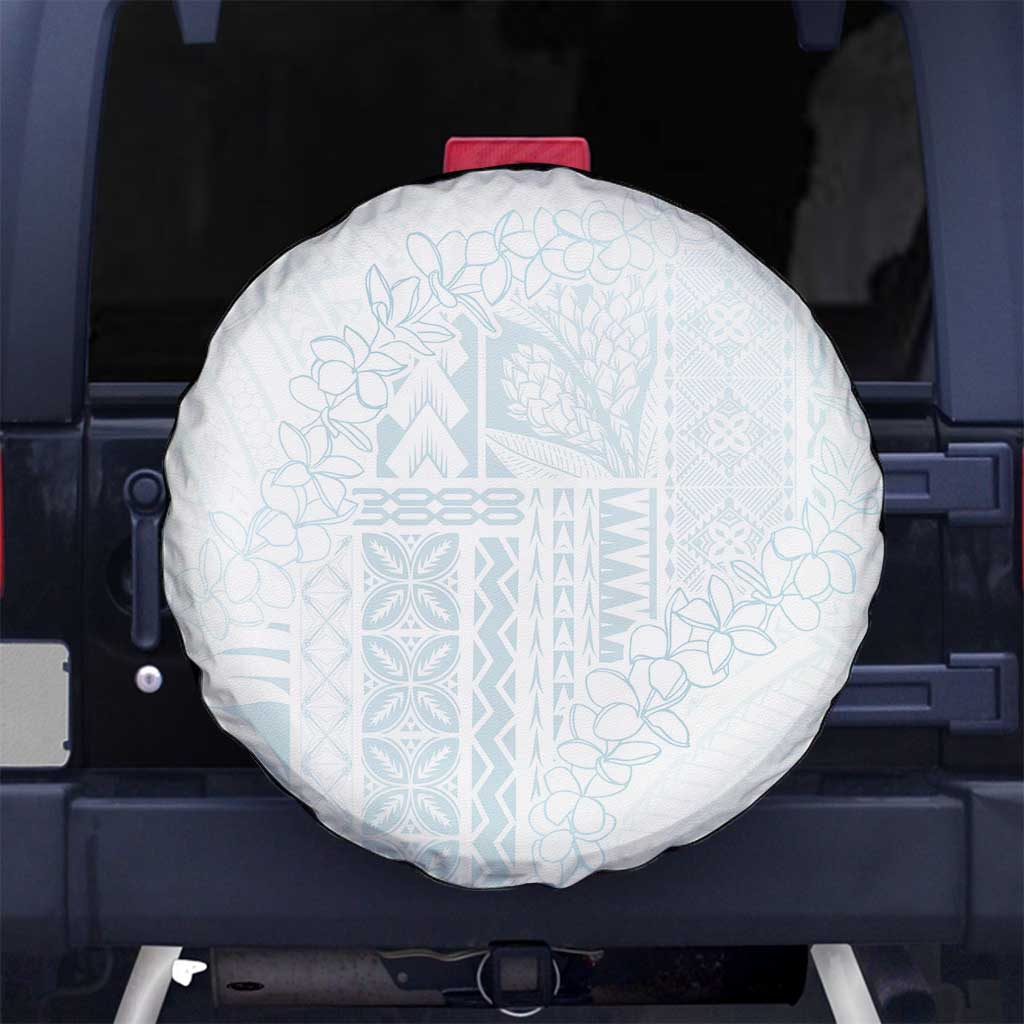 Samoa Lotu Tamaiti Mamanu Siapo Spare Tire Cover Off White Plumeria - Polynesian Pride