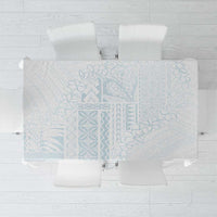 Samoa Lotu Tamaiti Mamanu Siapo Tablecloth Off White Plumeria - Polynesian Pride