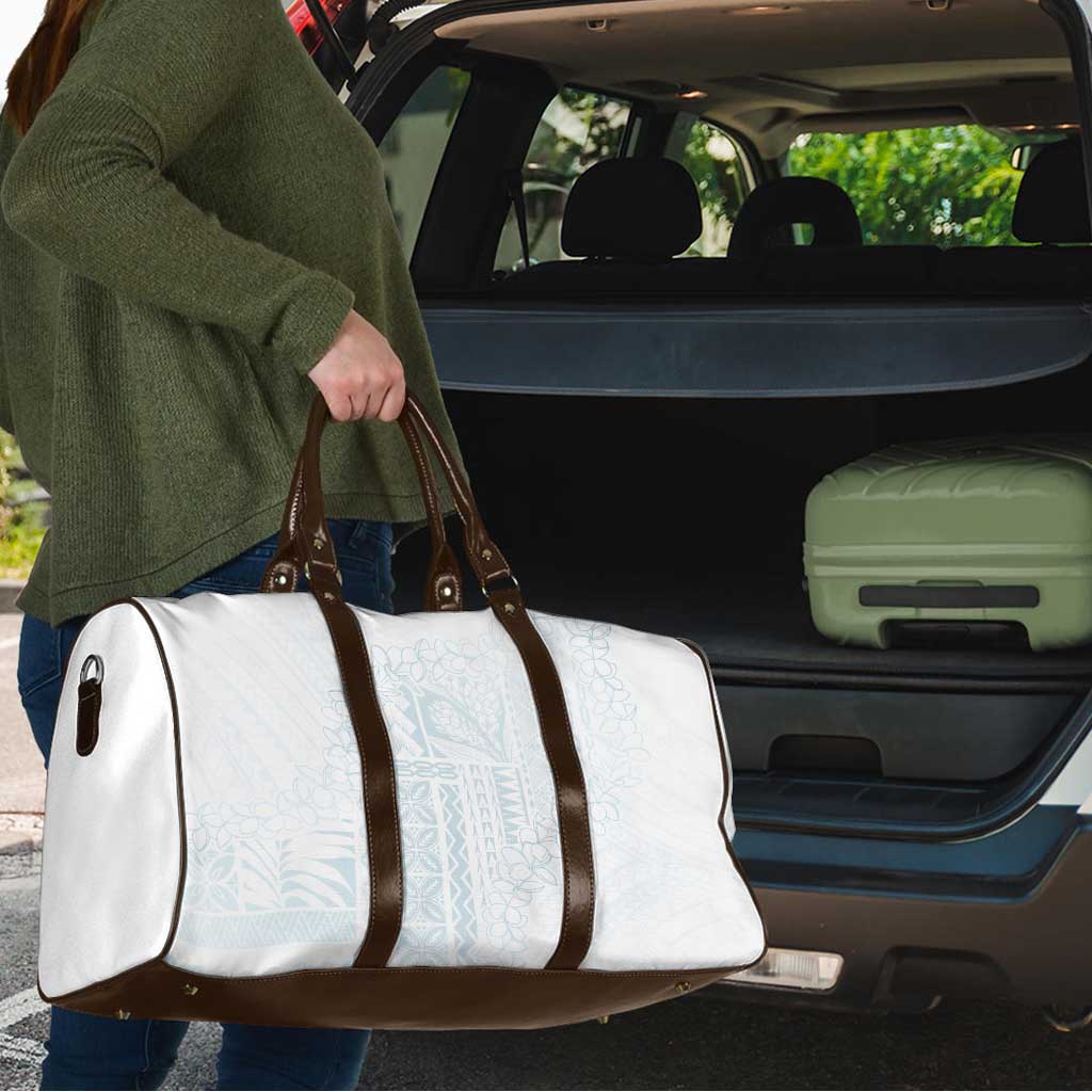 Samoa Lotu Tamaiti Mamanu Siapo Travel Bag Off White Plumeria - Polynesian Pride