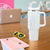Samoa Lotu Tamaiti Mamanu Siapo Tumbler With Handle Off White Plumeria - Polynesian Pride