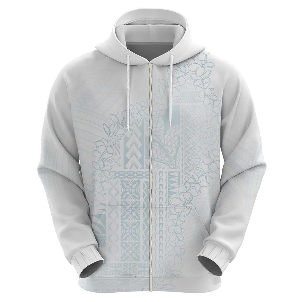 Samoa Lotu Tamaiti Mamanu Siapo Zip Hoodie Off White Plumeria LT7 - Polynesian Pride