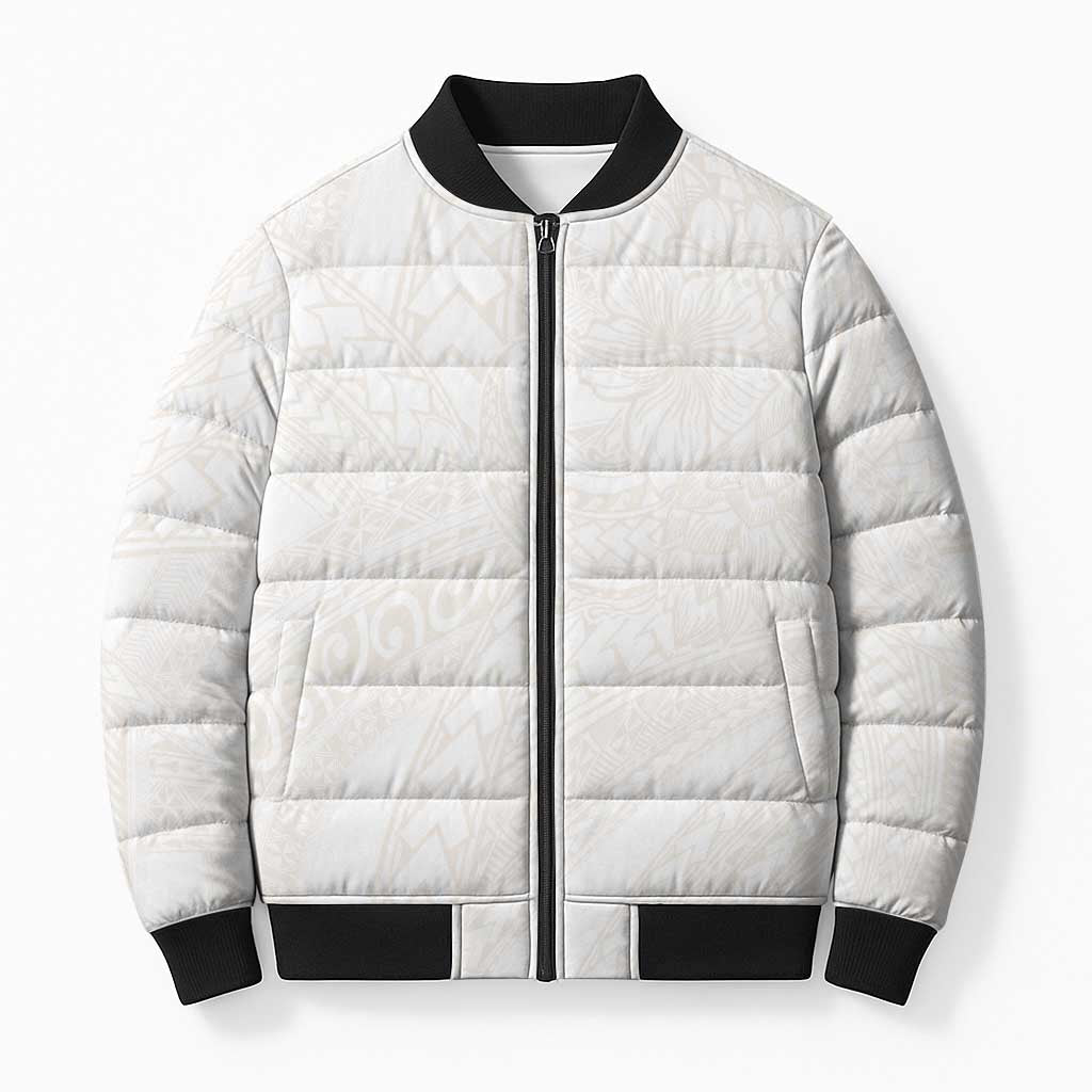 Samoa Lotu Tamaiti Ivory Bomber Puffer Jacket Teuila Tatau - Polynesian Pride