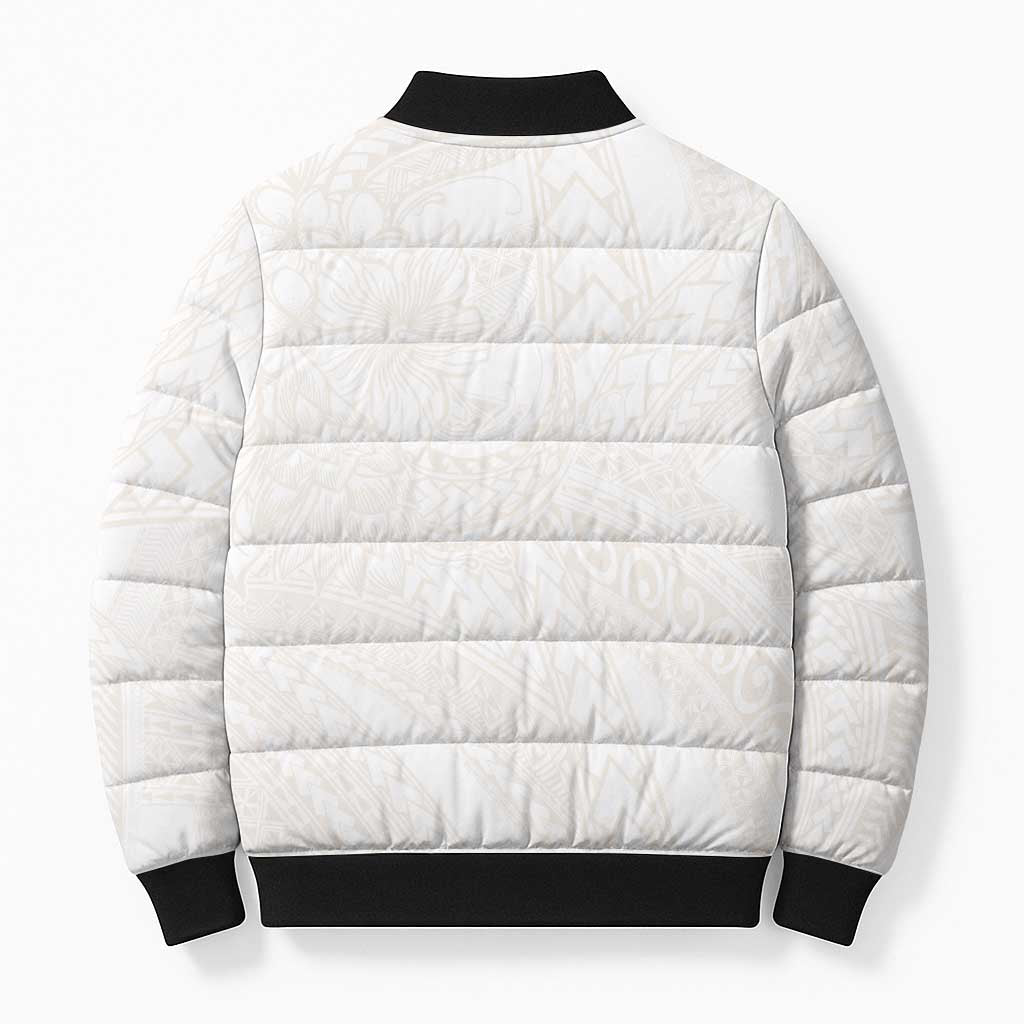 Samoa Lotu Tamaiti Ivory Bomber Puffer Jacket Teuila Tatau - Polynesian Pride