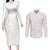 Samoa Lotu Tamaiti Ivory Couples Matching Long Sleeve Bodycon Dress and Long Sleeve Button Shirt Teuila Tatau - Polynesian Pride