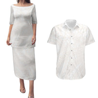 Samoa Lotu Tamaiti Ivory Couples Matching Puletasi and Hawaiian Shirt Teuila Tatau - Polynesian Pride