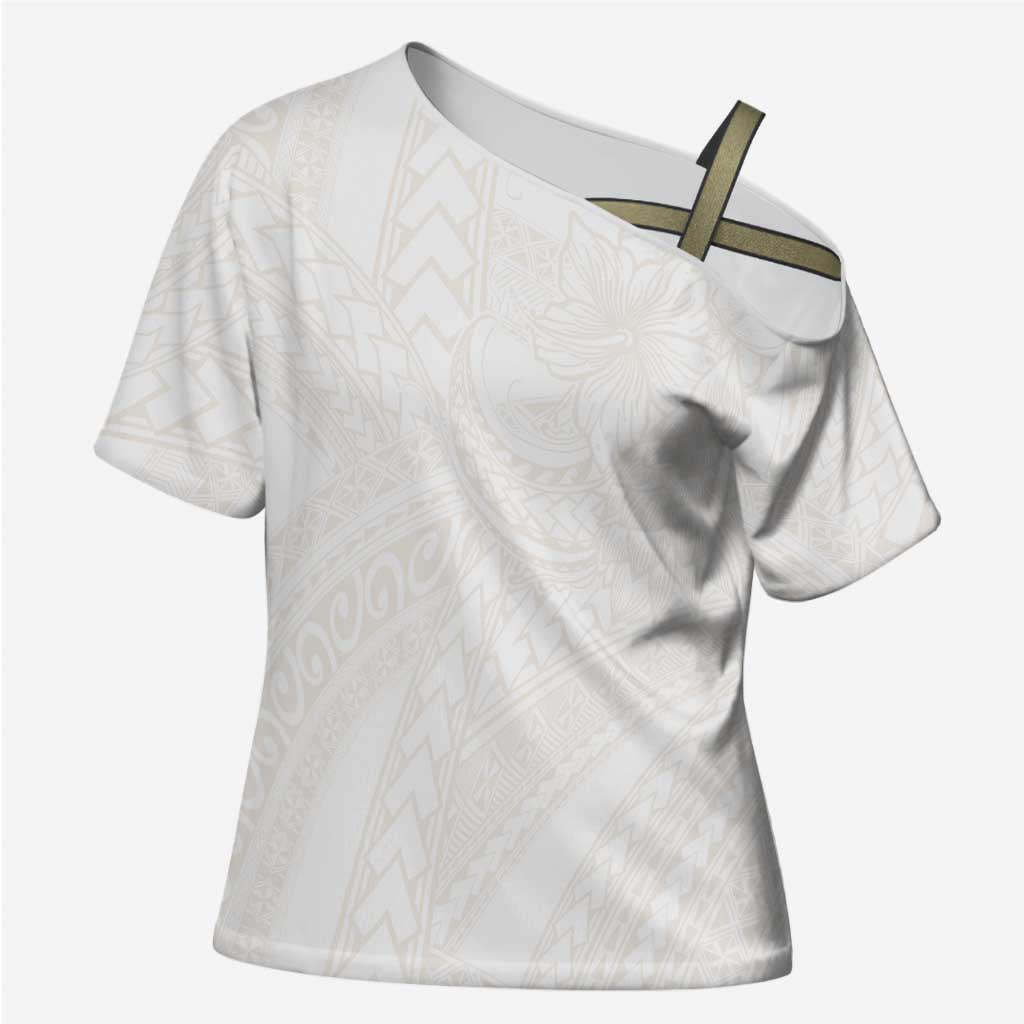 Samoa Lotu Tamaiti Ivory Cross Shoulder Shirt Teuila Tatau - Polynesian Pride