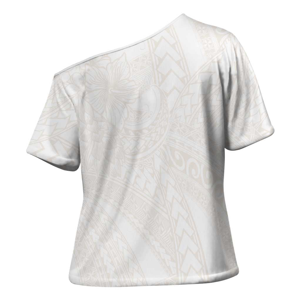 Samoa Lotu Tamaiti Ivory Cross Shoulder Shirt Teuila Tatau - Polynesian Pride