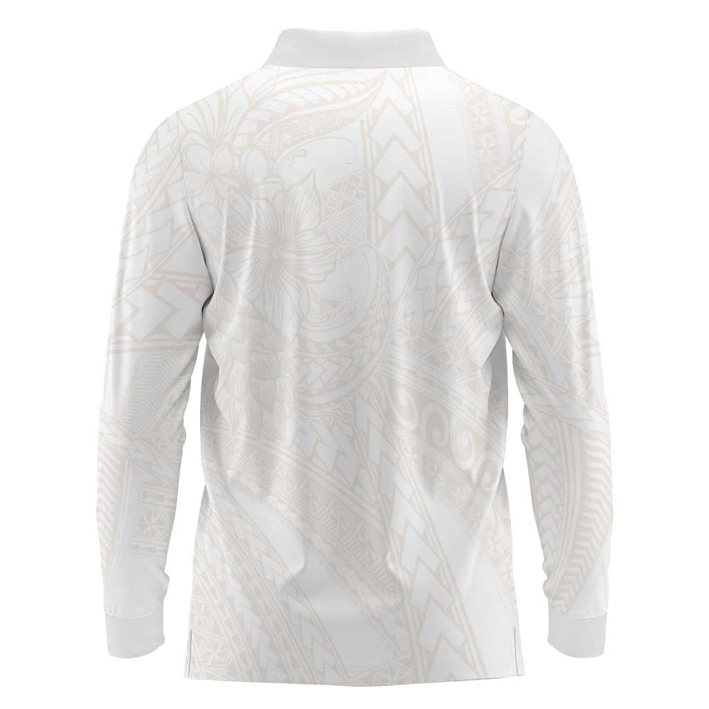 Samoa Lotu Tamaiti Ivory Long Sleeve Polo Shirt Teuila Tatau - Polynesian Pride